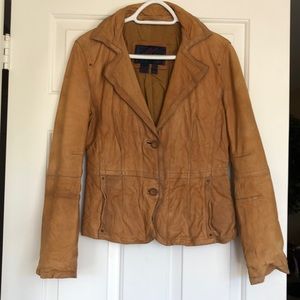 Mango Genuine Leather Rustic Jacket